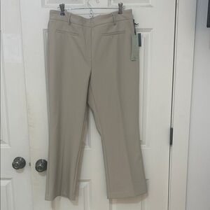 Rachel Zoe Hi Rise Flare Leg pants size 12 tan elastic waist 4 way stretch NWT